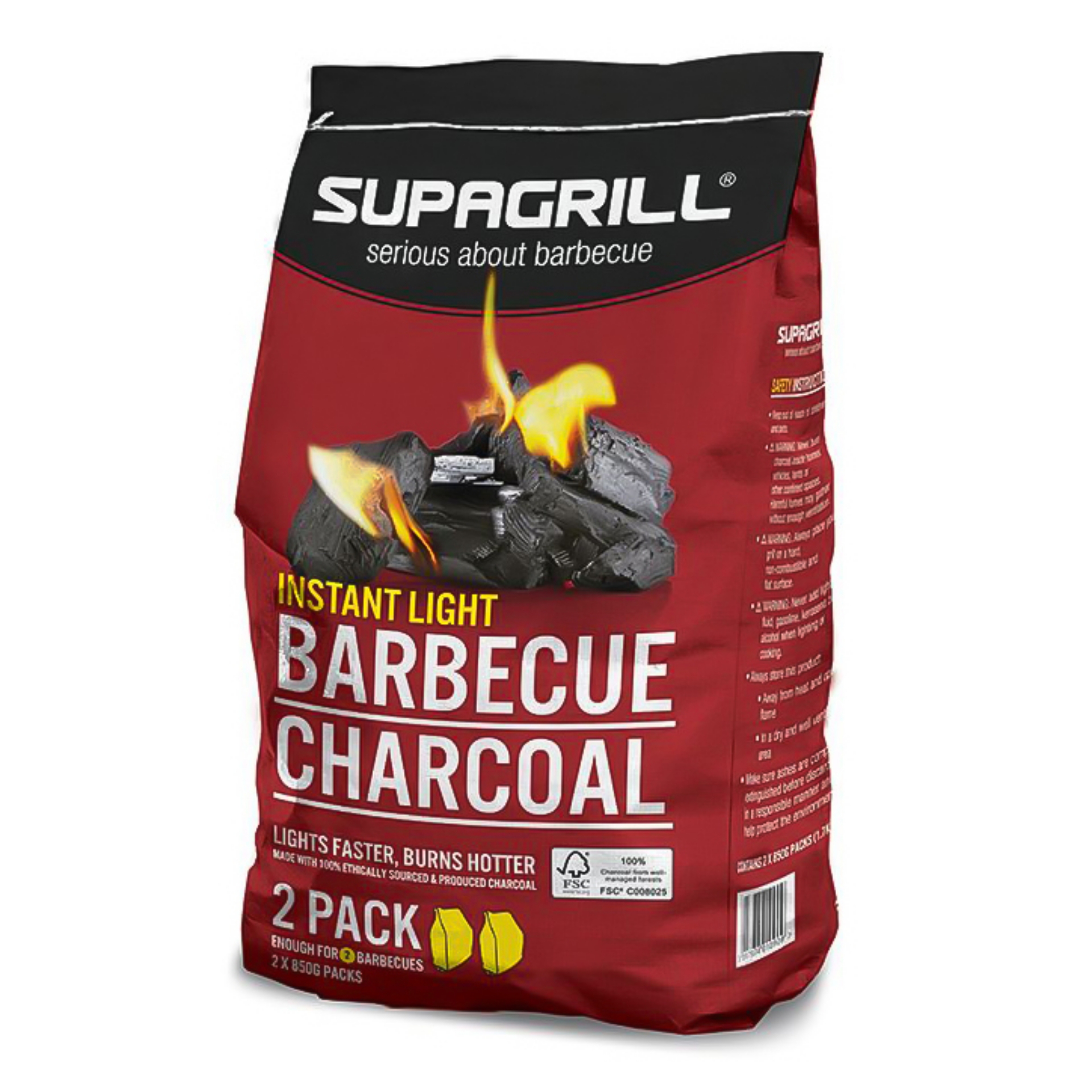 Picture of SUPAGRILL BBQ INSTANTLIGHT CHARCOAL SMALL(2x850g)^