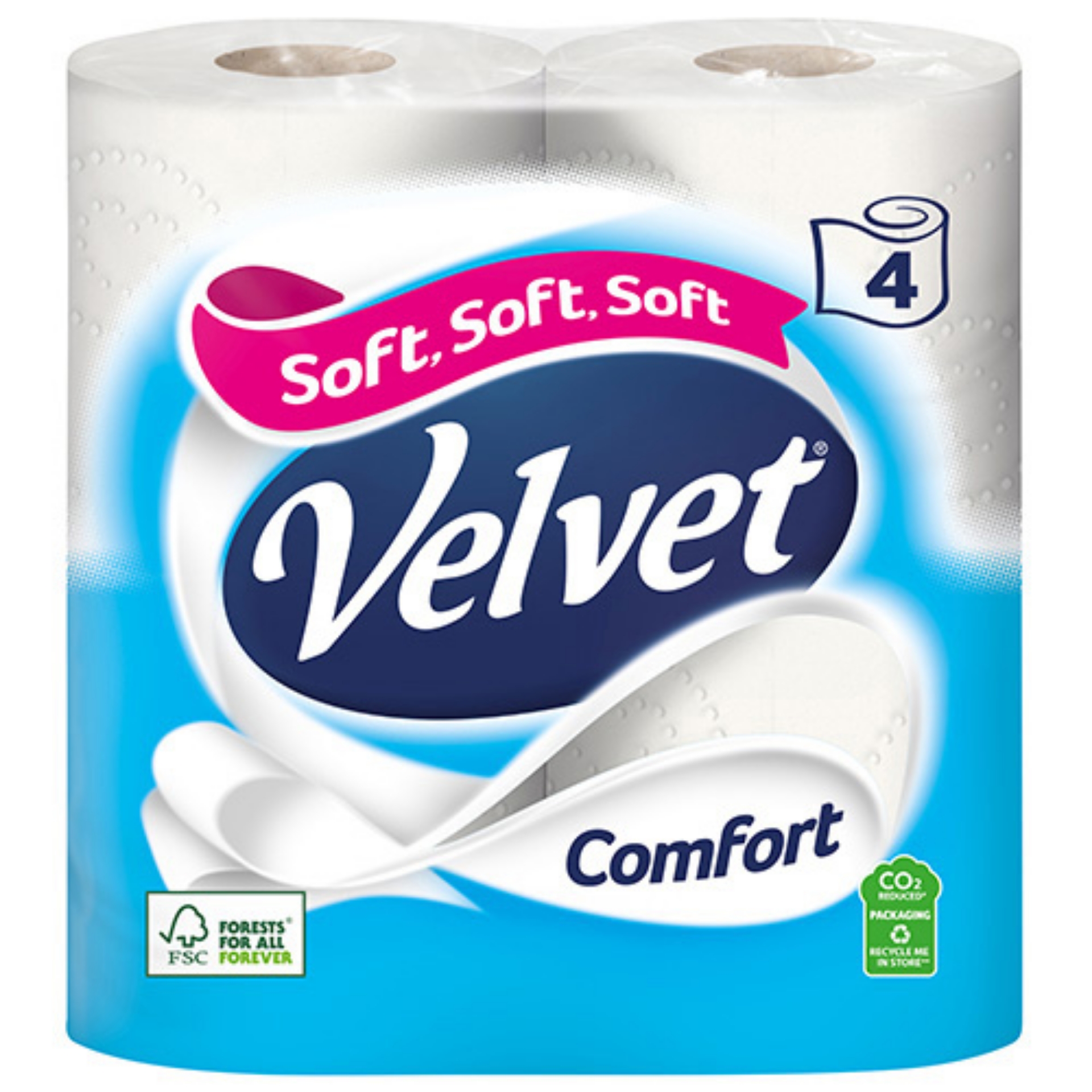 Picture of VELVET COMFORT 2ply TOILET ROLL - WHITE 200Sht 4PK