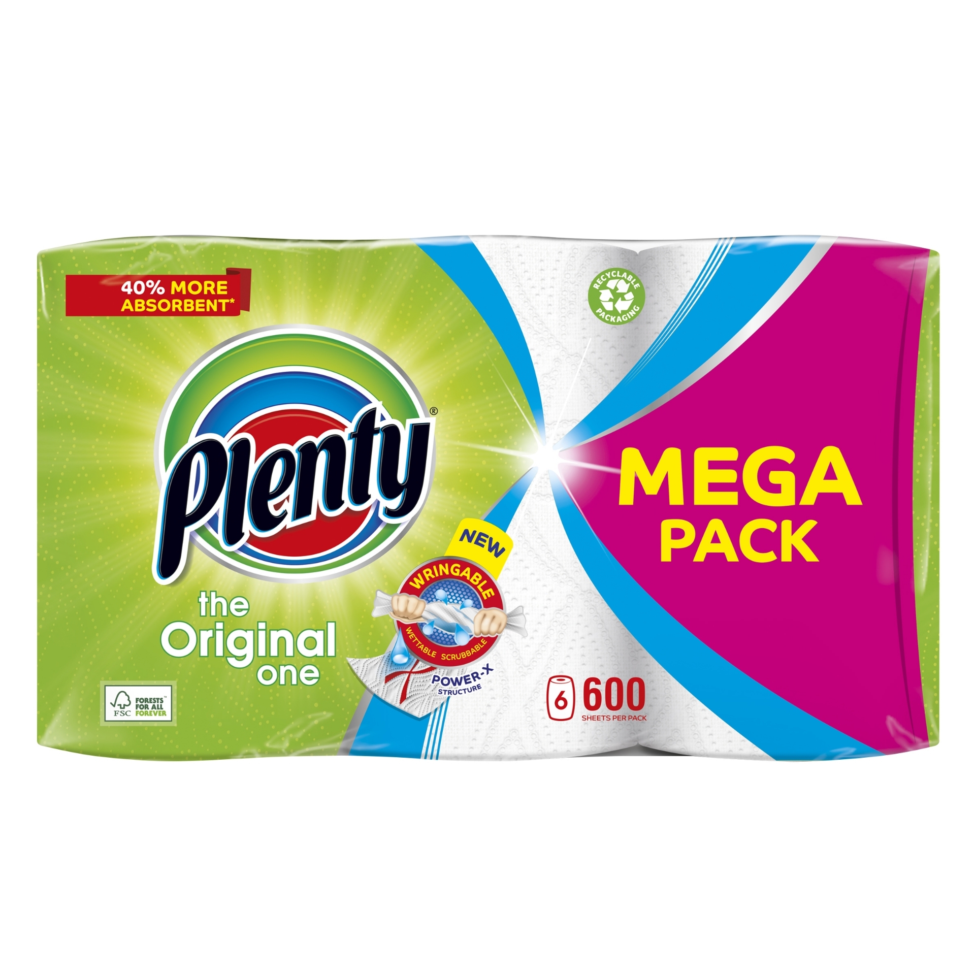 Picture of PLENTY ORIGINAL KITCHEN TOWEL(6x100sht)MEGA PK(P)