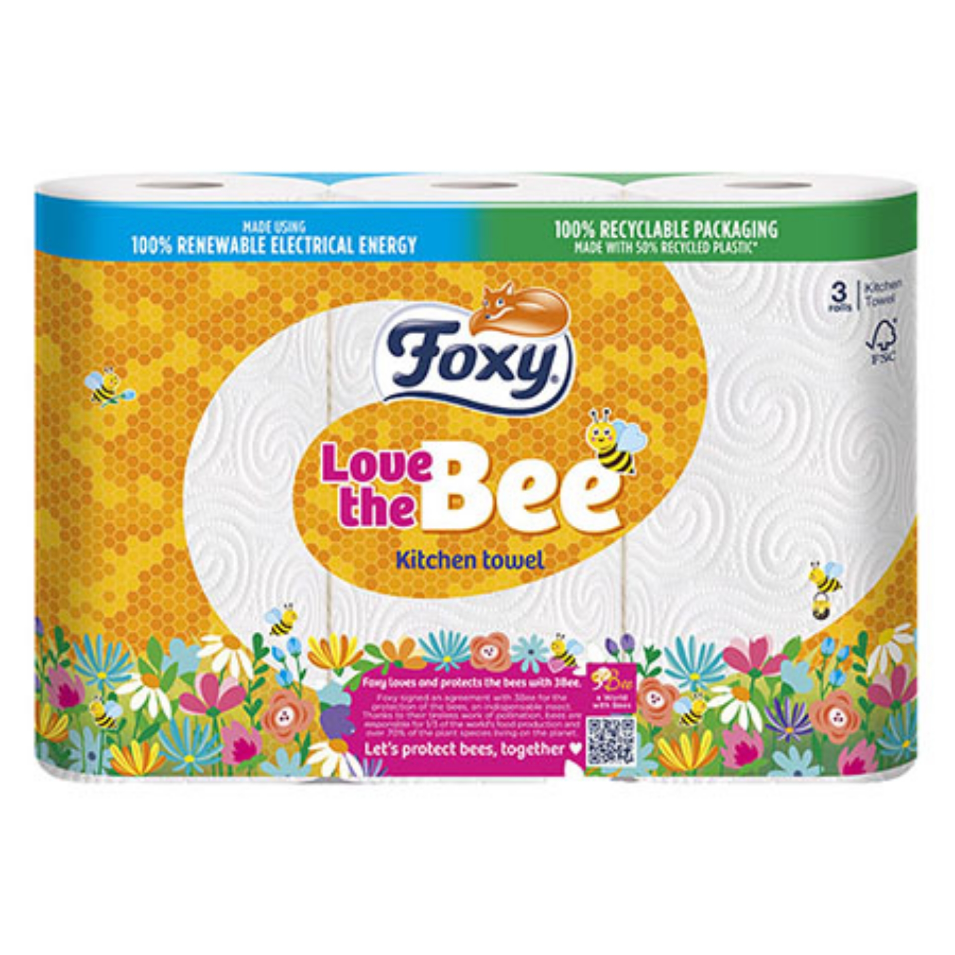 Picture of FOXY LOVE THE BEE - KITCHEN ROLL 2ply