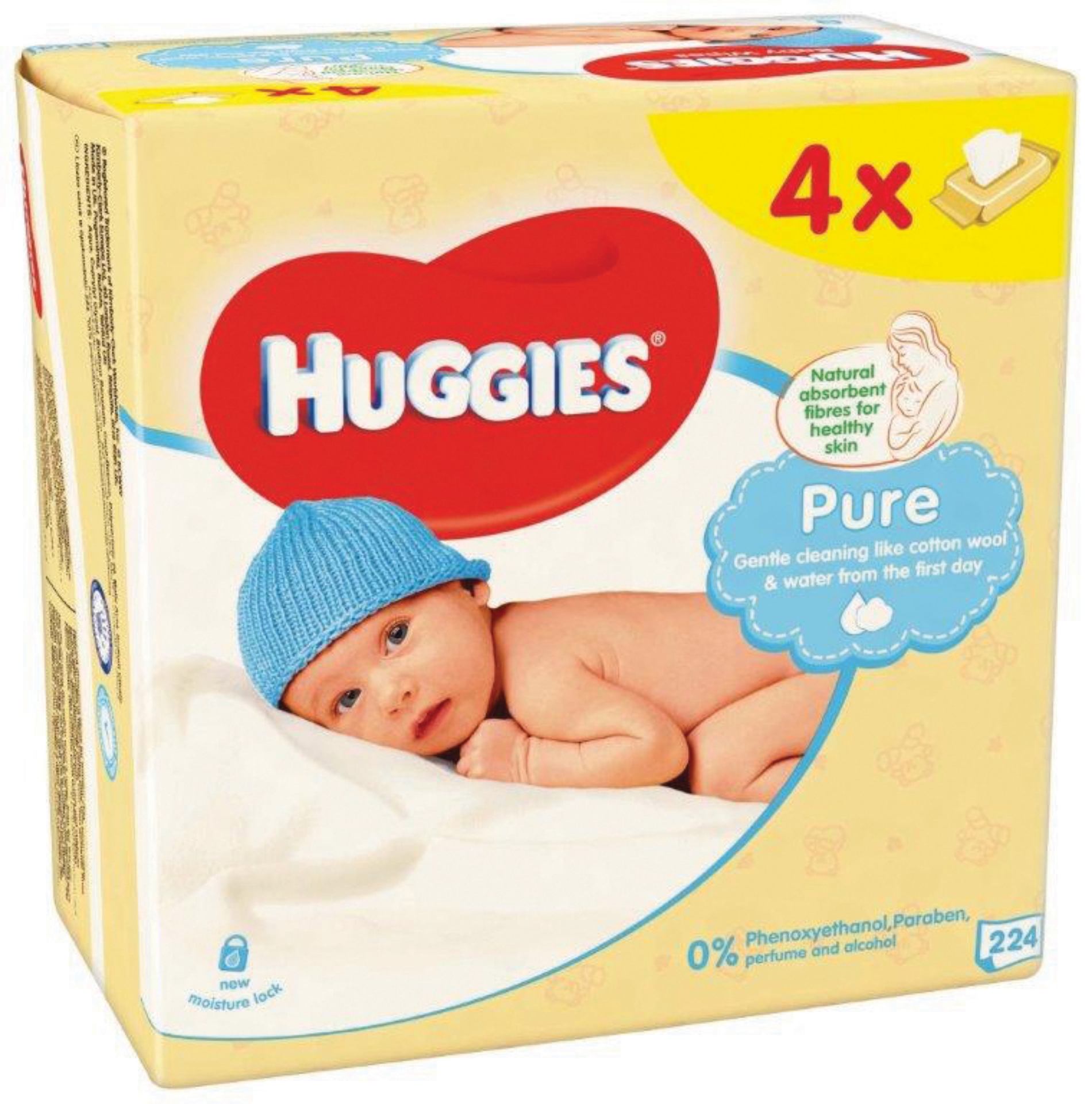 Picture of HUGGIES BABY WIPES - PURE QUAD (56X4) (wsl)