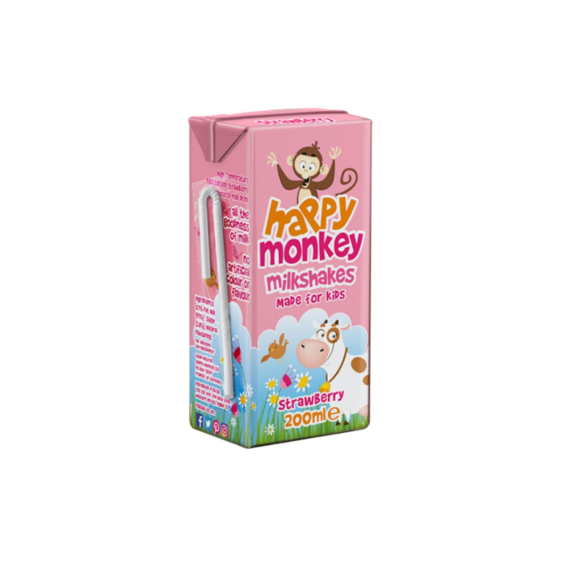 Picture of HAPPY MONKEY MILKSHAKE STRAWBERRY 3pk CO:DE