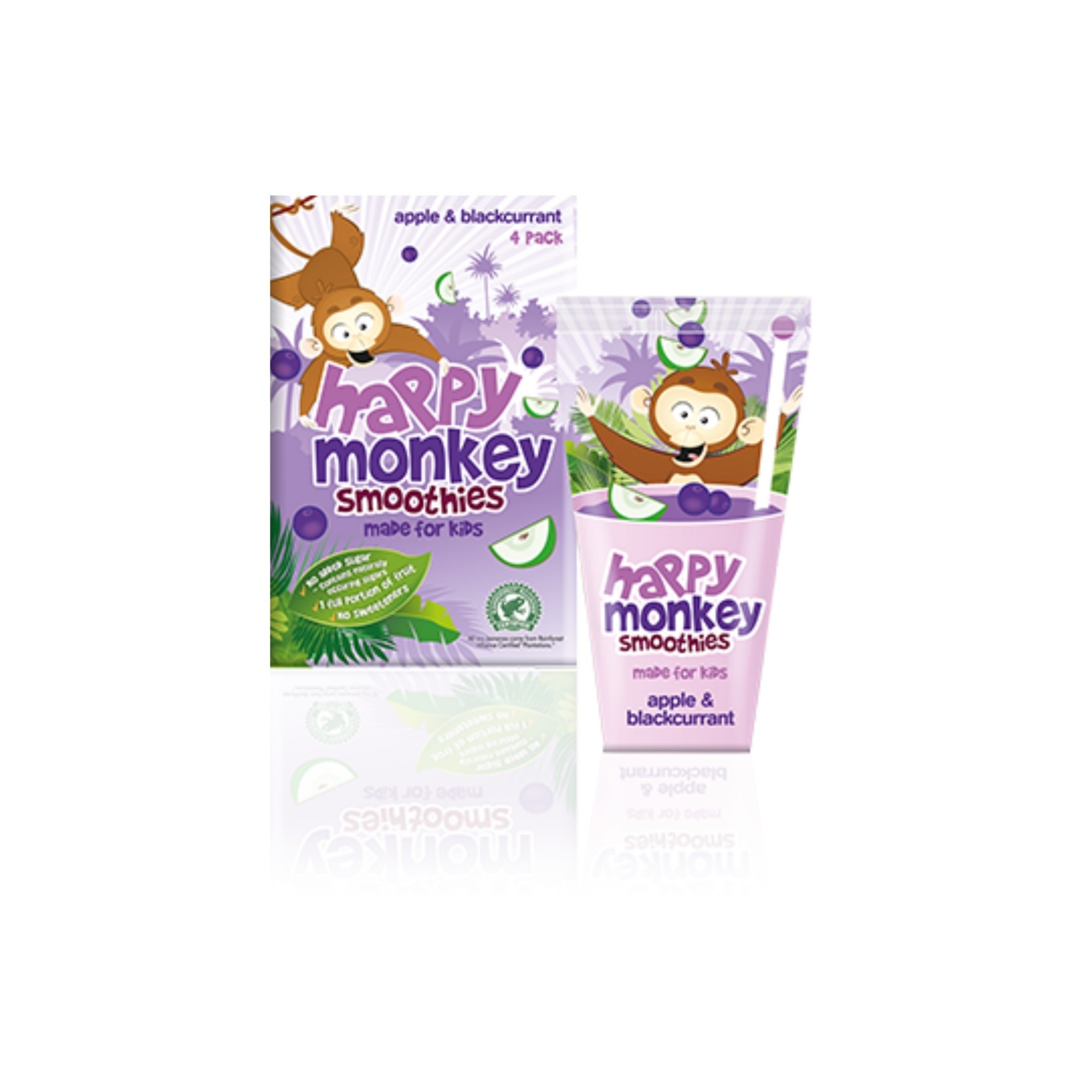 Picture of HAPPY MONKEY SMOOTHIES APPLE BLACKCURRANT 4pk