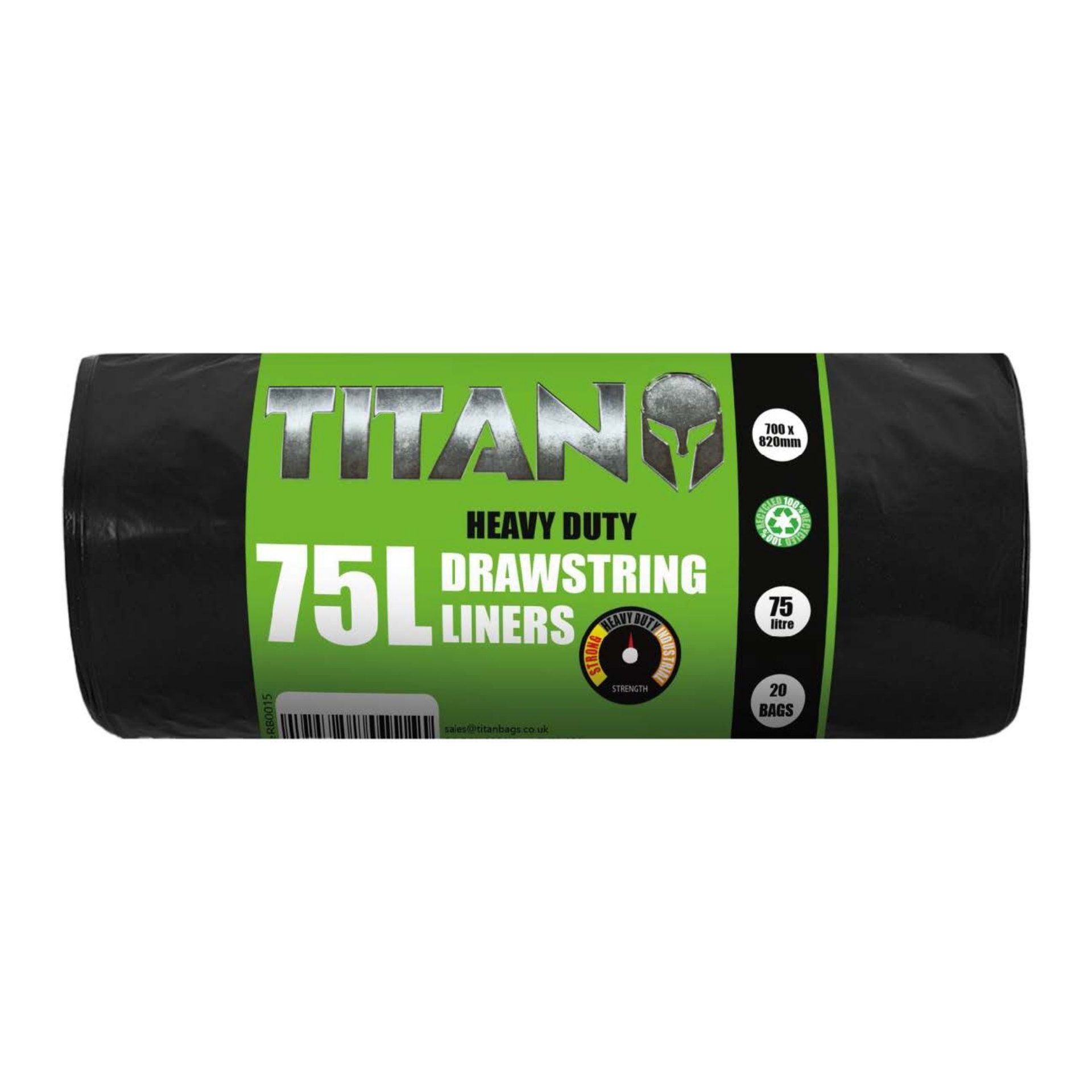 Picture of TITAN HEAVY DUTY DRAWSTRING LINER Blk 75L CO:TR(P)