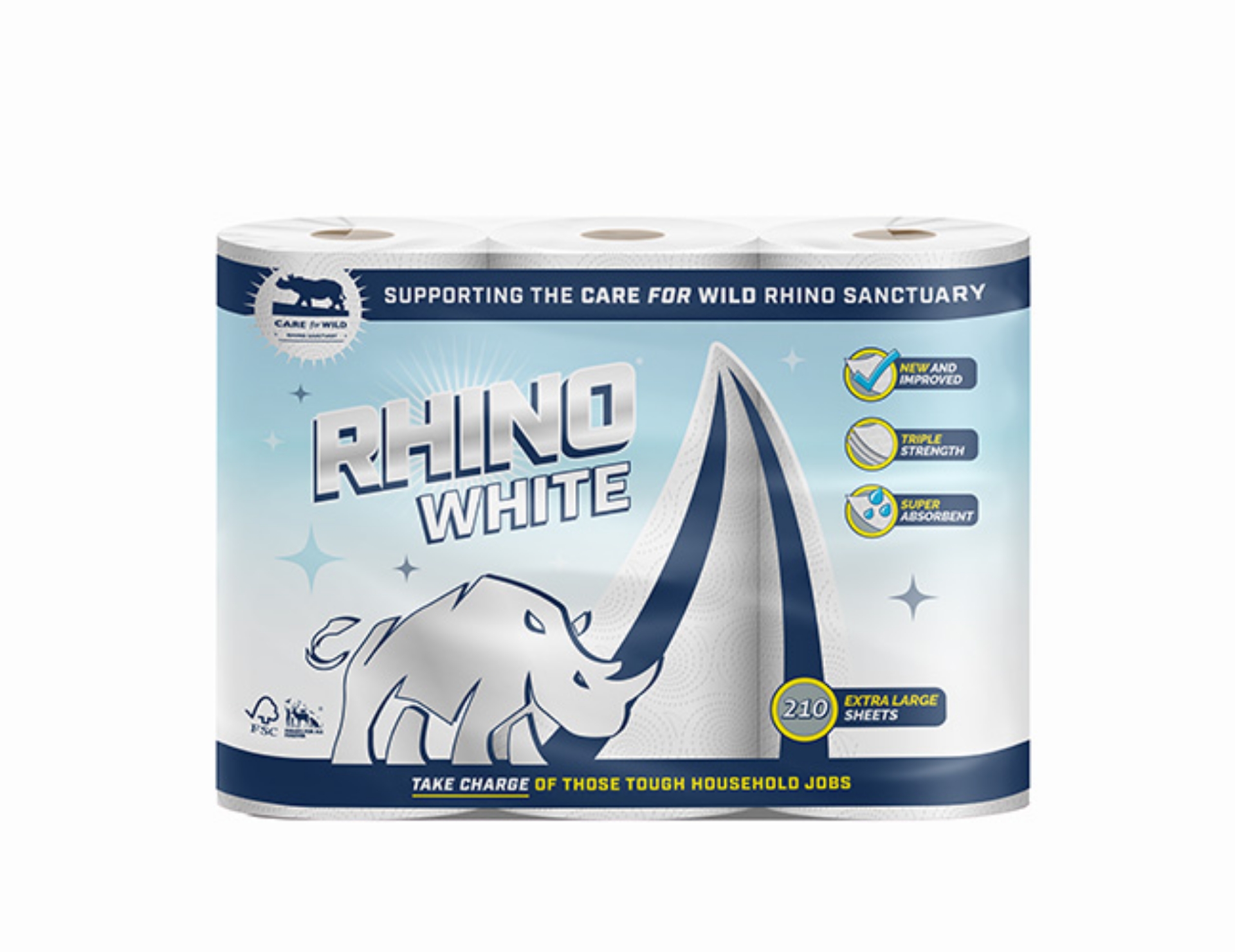 Picture of RHINO KITCHEN TOWEL WHITE 3PLY (3x70sht)