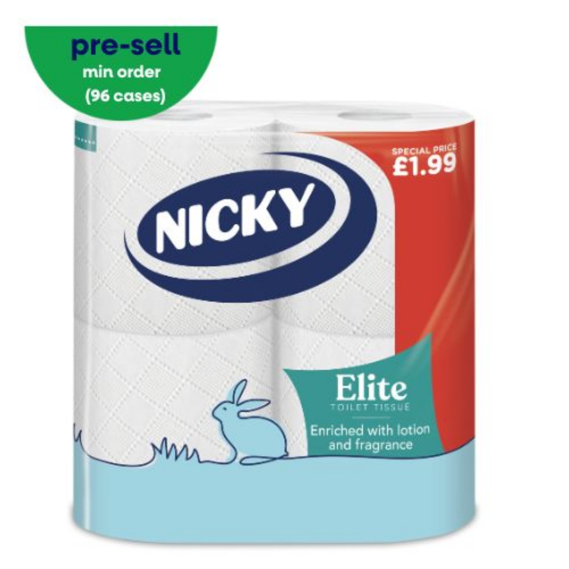 Picture of NICKY ELITE TOILET ROLL 3ply WHITE 168sht pm1.99