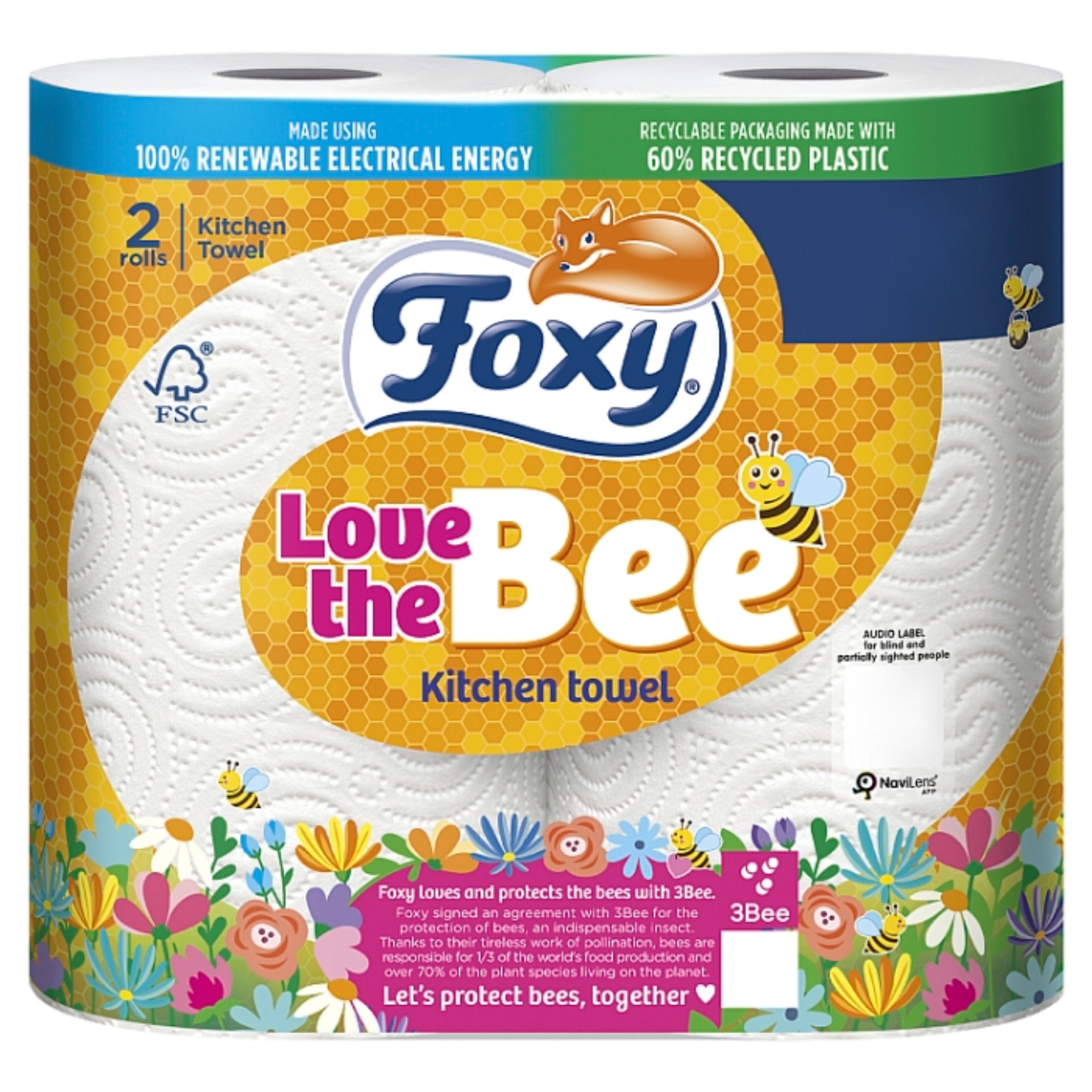 Picture of FOXY LOVE THE BEE KITCHEN ROLL 2ply pm£1.95